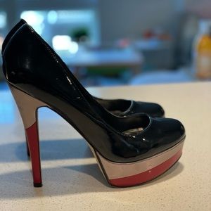 Aldo Red Silver Black Stilettos